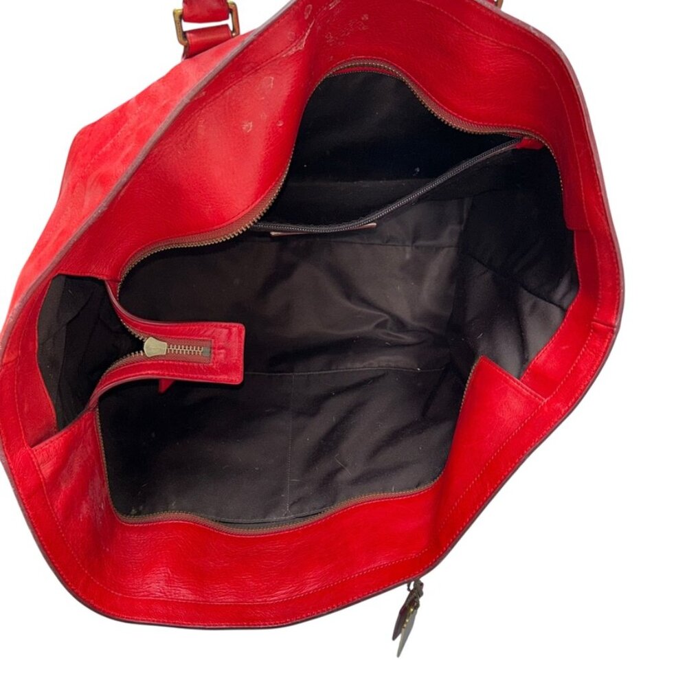 Coach Vintage red saddle leather HUGE weekender travel tote bag - Picture 10 of 10